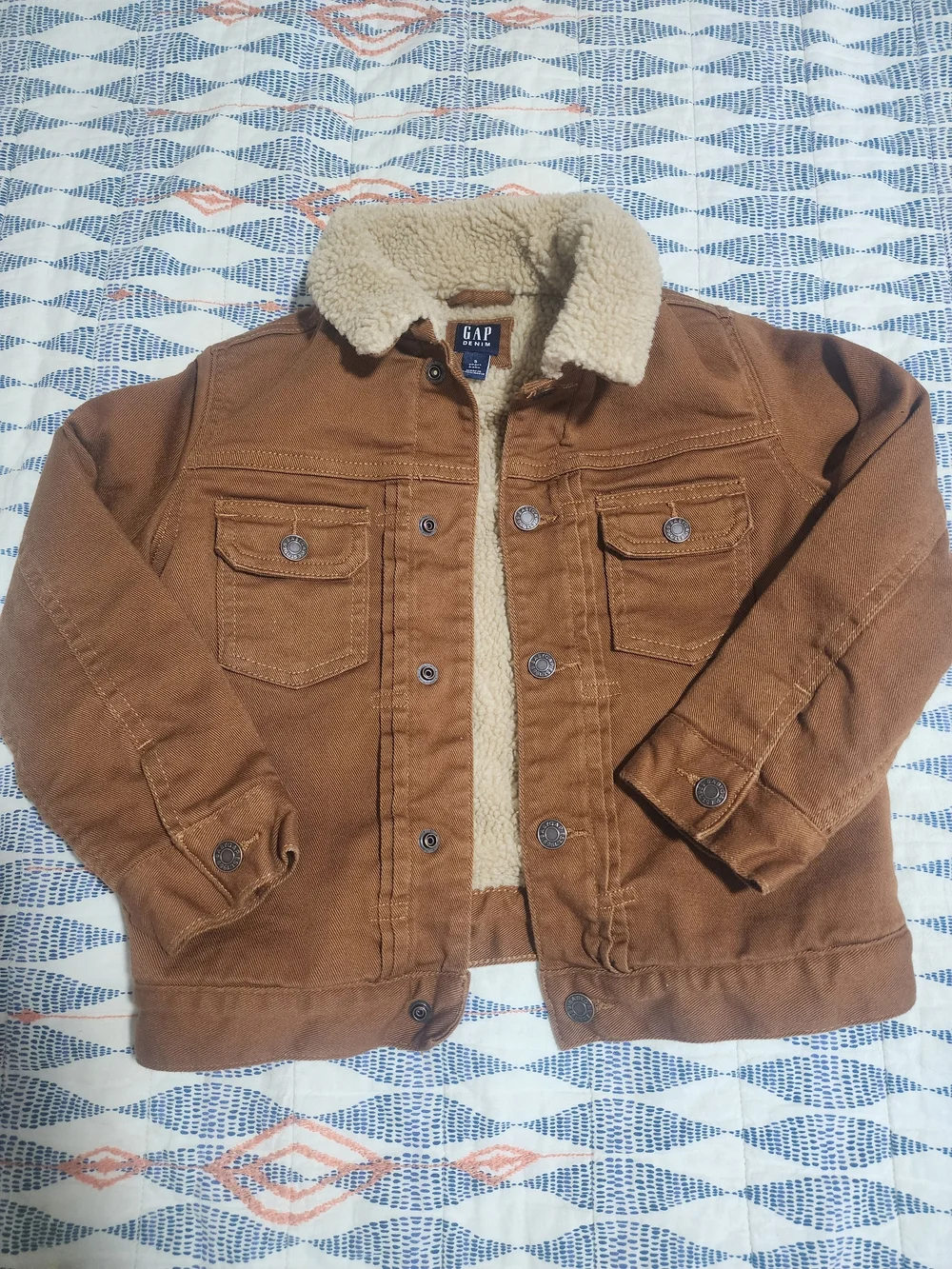 GAP Kids Tan Brown Sherpa-Lined Jean Jacket Size 5